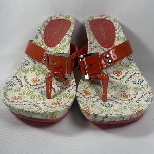 BCBGirls BCBG Women’s Platform Wedge Heel Thong Sandal Orange Size 6B/36